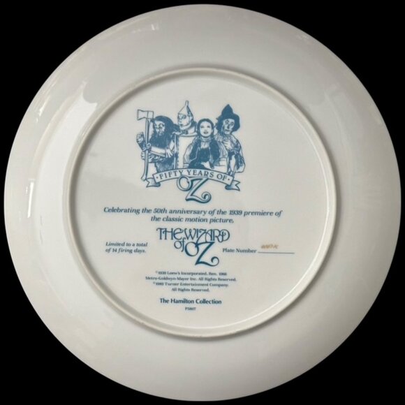 Wizard of Oz 50th Year Commemorative Collectible Plate, 1 Plate Numbered - Picture 2 of 7